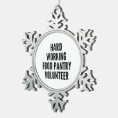 懸命の働く食料品店ボランティア スノーフレークピューターオーナメント (右)