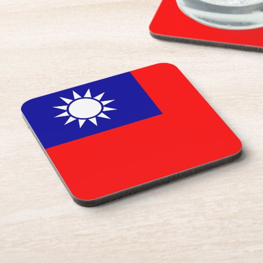 懸命の台湾国旗を持つプラスチックコースター コースター (左側)