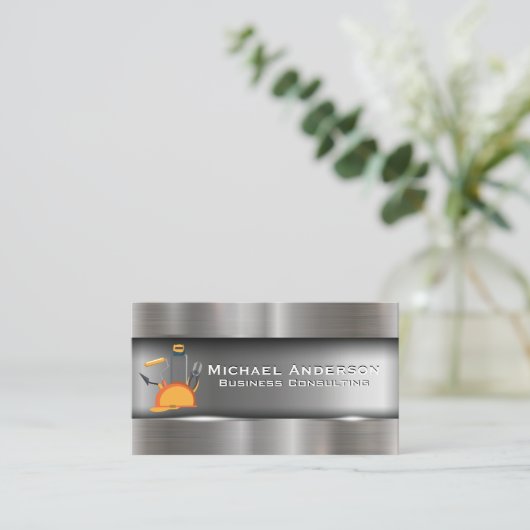 懸命の帽子とツール | 建築 名刺 (スタンド正面)