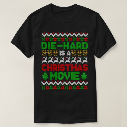 懸命はクリスマス映画の醜いおもしろいクリスマス Tシャツ (デザイン正面)
