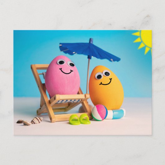 懸命ゆで卵をビーチ シーズンポストカード (正面)