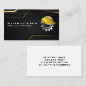 懸命ハットギアロゴ | 黒い金ゴールド背景 名刺 (正面/裏面)