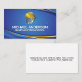 懸命ハットギア建築ロゴ | 背景（青） 名刺 (正面/裏面)