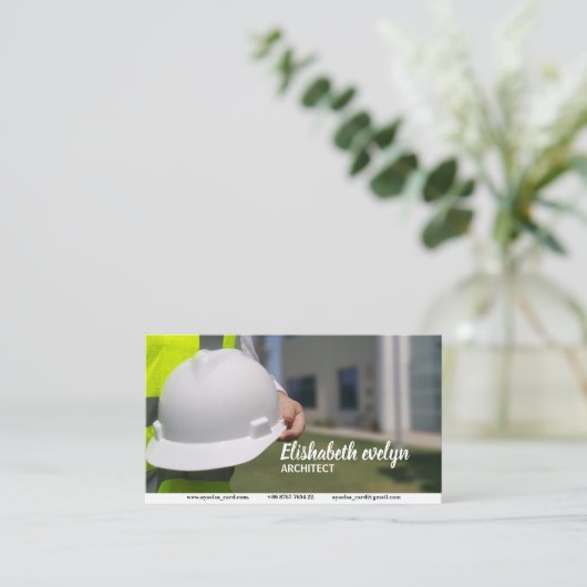 懸命ハット安全帽建築 名刺 (スタンド正面)