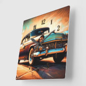 懸命パステルアンティークカー スクエア壁時計 (傾斜)