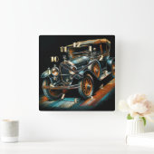 懸命パステルスケッチアンティーク車 スクエア壁時計 (ホーム)