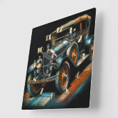 懸命パステルスケッチアンティーク車 スクエア壁時計 (傾斜)