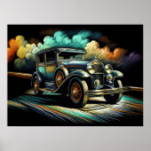 懸命パステルスケッチアンティーク車 ポスター (正面)