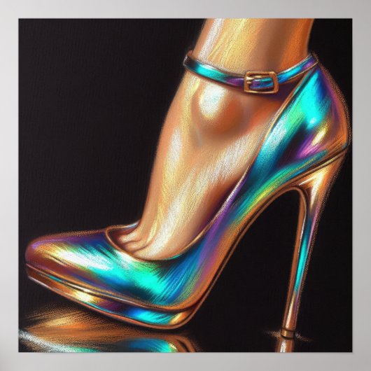 懸命パステルスケッチウーマンズ足虹色ヒール ポスター (正面)