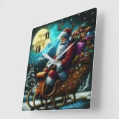 懸命パステルスケッチクリスマスサンタインスイー2 スクエア壁時計 (傾斜)