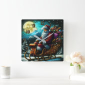 懸命パステルスケッチクリスマスサンタインスイー2 スクエア壁時計 (ホーム)