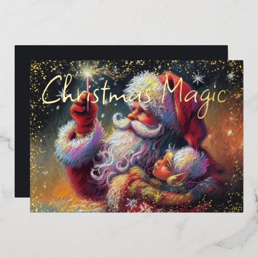 懸命パステルスケッチクリスマスサンタホリデイ 箔シーズンカード (正面/裏面)