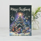 懸命パステルスケッチクリスマスツリー カード (スタンド正面)