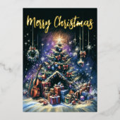 懸命パステルスケッチクリスマスツリー 箔シーズンカード (正面)