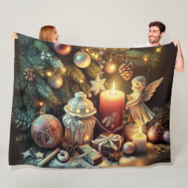 懸命パステルスケッチクリスマスホリデーエンジェル フリースブランケット