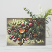 懸命パステルスケッチクリスマスホリデーグリーナリー カード (スタンド正面)