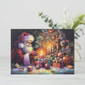 懸命パステルスケッチクリスマスホリデーサンタクロース カード (スタンド正面)