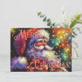 懸命パステルスケッチクリスマスホリデーサンタクロース カード (スタンド正面)