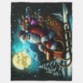 懸命パステルスケッチクリスマスホリデーサンタクロース フリースブランケット (正面)