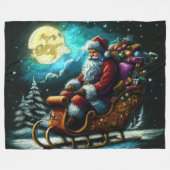 懸命パステルスケッチクリスマスホリデーサンタクロース フリースブランケット (正面(横))