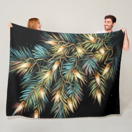 懸命パステルスケッチクリスマスホリデーストリングライト フリースブランケット (インサイチュ)