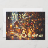 懸命パステルスケッチクリスマスホリデーツリーキャンドル カード (正面)