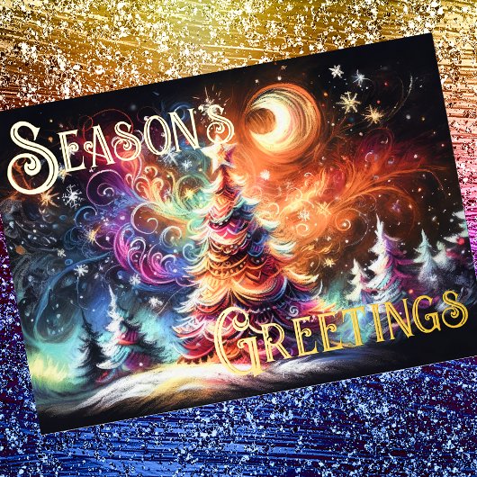 懸命パステルスケッチクリスマスホリデーツリーズウィムシー 箔シーズンカード