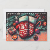 懸命パステルスケッチクリスマスホリデーミッテンス カード (正面)