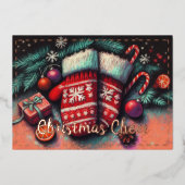 懸命パステルスケッチクリスマスホリデーミッテンス 箔シーズンカード (正面)