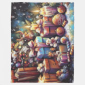 懸命パステルスケッチクリスマスホリデーモチーフ フリースブランケット (正面)