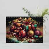 懸命パステルスケッチクリスマスホリデーモチーフ 箔シーズンカード (立ち正面)