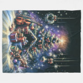 懸命パステルスケッチクリスマスモチーフホリデイ フリースブランケット (正面(横))