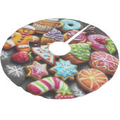 懸命パステルスケッチクリスマスモチーフホリデークッキー ブラッシュドポリエステルツリースカート (アングル)