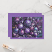 懸命パステルスケッチクリスマスモチーフホリデーパープル カード (正面/裏面インサイチュ)