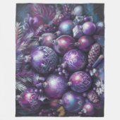 懸命パステルスケッチクリスマスモチーフホリデーパープル フリースブランケット (正面)