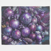 懸命パステルスケッチクリスマスモチーフホリデーパープル フリースブランケット (正面(横))