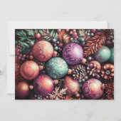 懸命パステルスケッチクリスマスモティフパープルピーチ カード (正面)