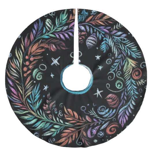 懸命パステルスケッチクリスマスリース ブラッシュドポリエステルツリースカート (正面)