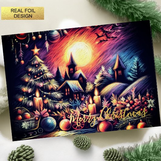 懸命パステルスケッチクリスマス 箔シーズンカード