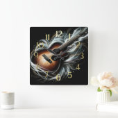 懸命パステルスケッチスタグアコースティックギター スクエア壁時計 (ホーム)