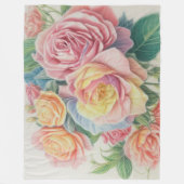 懸命パステルスケッチバラ フリースブランケット (正面)