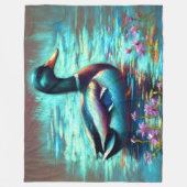 懸命パステルスケッチマラードダック フリースブランケット (正面)