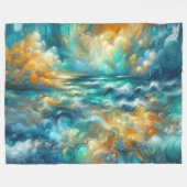 懸命パステルスケッチ抽象芸術海 フリースブランケット (正面(横))