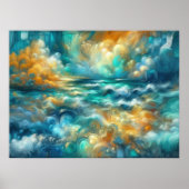 懸命パステルスケッチ抽象芸術海 ポスター (正面)