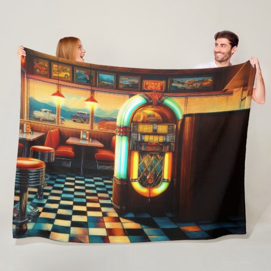 懸命パステルスケッチ1950のダイナージュークボックス フリースブランケット (インサイチュ)