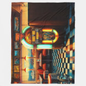 懸命パステルスケッチ1950のダイナージュークボックス フリースブランケット (正面)