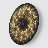 懸命パステルズスケッチクリスマスリースイエロー ラージ壁時計 (傾斜)