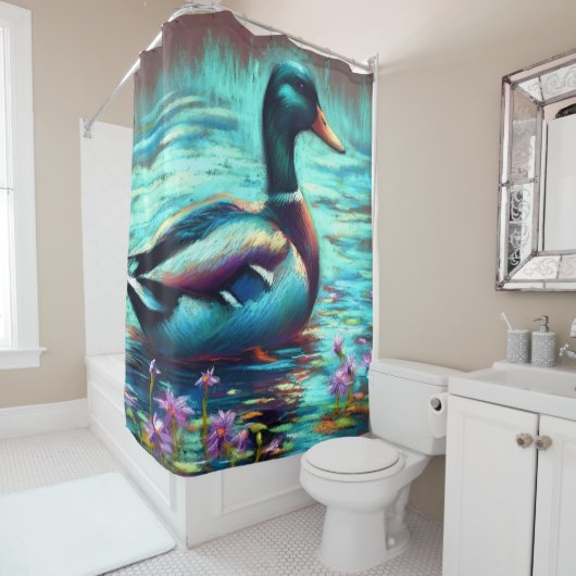 懸命パステルドクターアウィングマラードダックシャワーカーテン シャワーカーテン (インサイチュ)