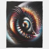 懸命パステルメイクアップ付き女性の目 フリースブランケット (正面)