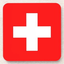 懸命プラスチックのコースターでスイス国旗を掲げた コースター